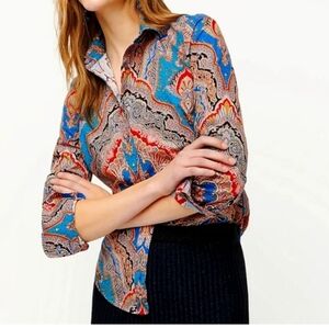 NWT J.Crew Slim Perfect Shirt in Ratti Mediterranean Paisley Sz 14